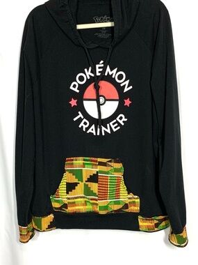 Vintage Pokemon Black Hoodie with Red & White Poké Ball and Multicolor Accent